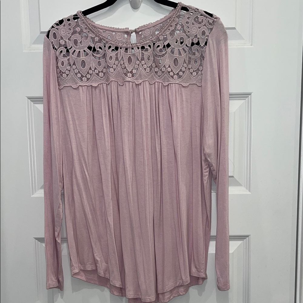 Philosophy Women’s Light Pink Lace Yoke Blouse